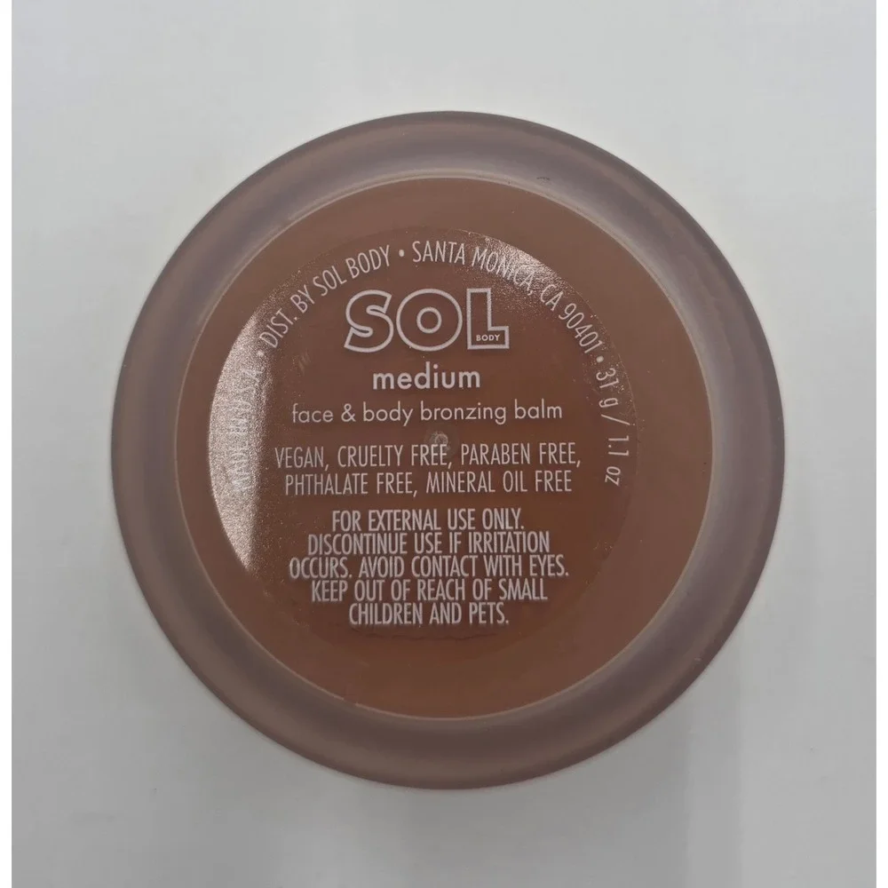 Sol Body Face and Body Bronzing Balm Medium 1.1 oz Vegan Cruelty Free Cream